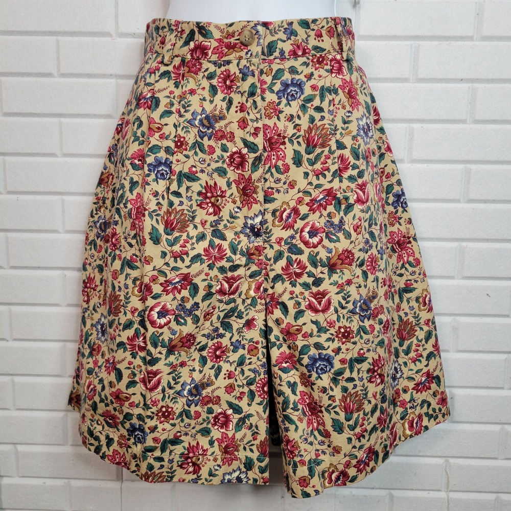 Vintage 1980s Charter Club Floral Twill Shorts Size 12 High Waisted Mom Shorts
